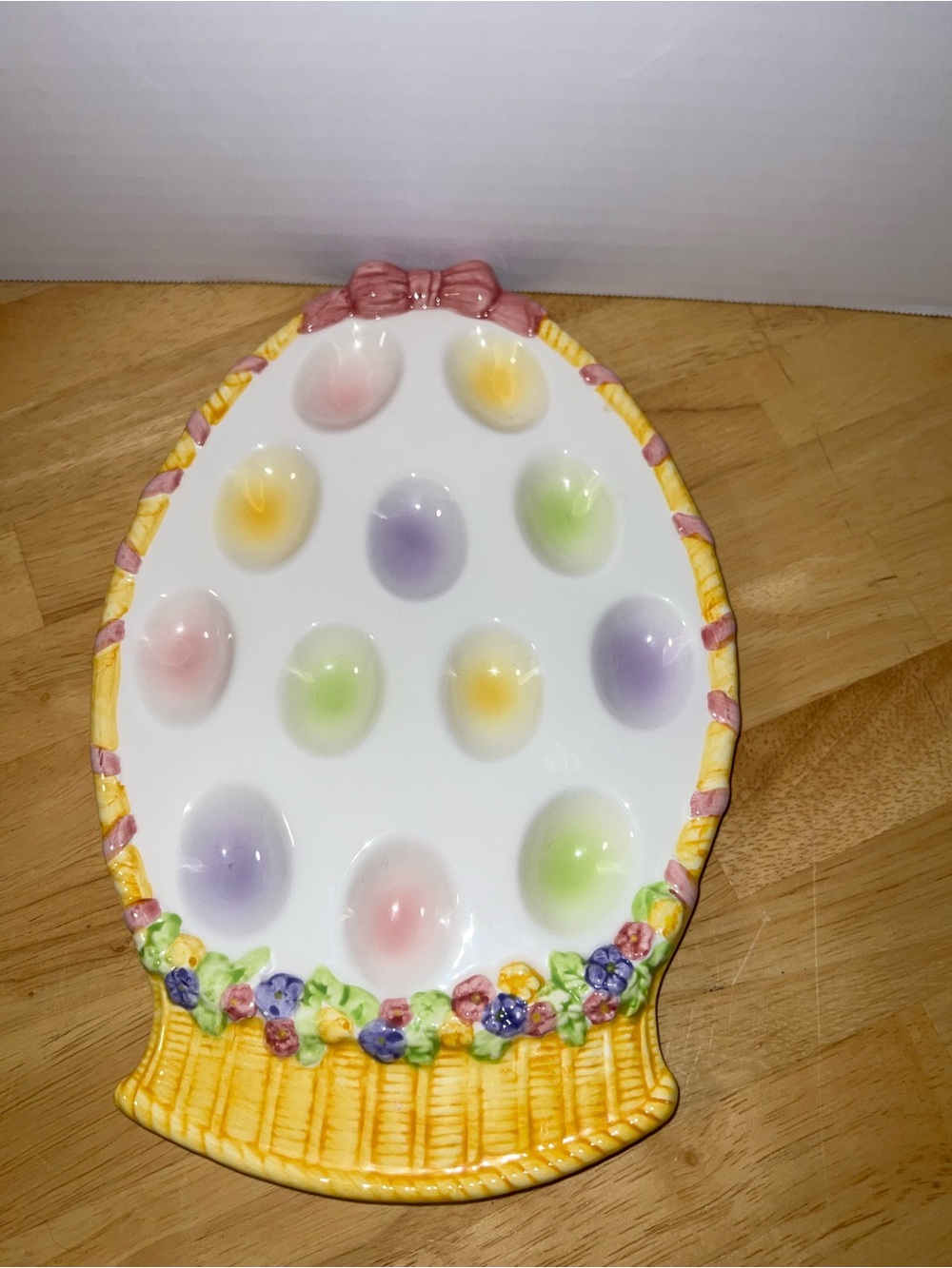Ceramic Easter Egg Serving Platter - Pastel Multi-Color